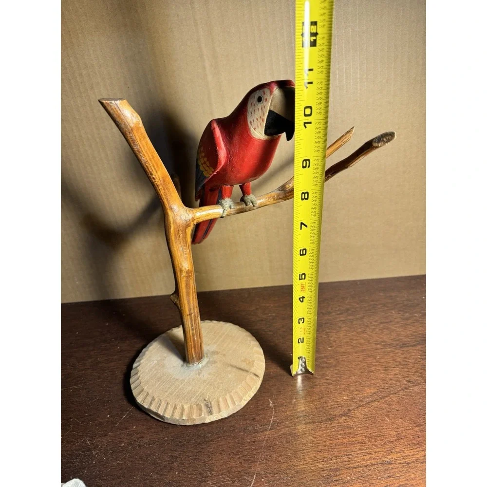 Hand carved Crafted Made Parrot On Branch Magaritaville Decor Jimmy Buffet 5:00